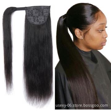 Best Selling Unprocessed Wholesale Virgin Cuticle Aligned Hair Extensions 100% Brazilian Human Hair Wrap Around Ponytail